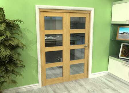 Glazed Oak 2 Door 4L Roomfold Grande (2 + 0 x 762mm Doors)
