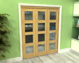Glazed Oak 3 Door 4L Roomfold Grande (2 + 1 x 533mm Doors)