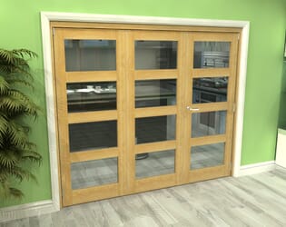 Glazed Oak 3 Door 4L Roomfold Grande 1800mm (6ft) 2 + 1 Set