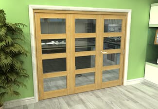 Glazed Oak 3 Door 4L Roomfold Grande 1800mm (6ft) 2 + 1 Set