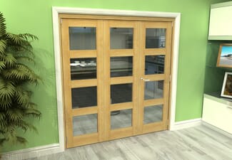 Glazed Oak 3 Door 4L Roomfold Grande (2 + 1 x 610mm Doors)