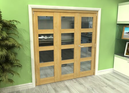 Glazed Oak 3 Door 4L Roomfold Grande (2 + 1 x 610mm Doors)