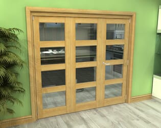 Glazed Oak 3 Door 4L Roomfold Grande (2 + 1 x 686mm Doors)