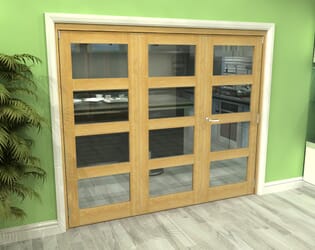 Glazed Oak 3 Door 4L Roomfold Grande (2 + 1 x 762mm Doors)