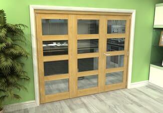 Glazed Oak 3 Door 4L Roomfold Grande (2 + 1 x 762mm Doors)