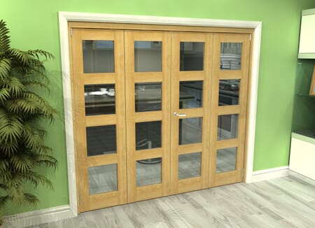 Glazed Oak 4 Door 4L Roomfold Grande (2 + 2 x 533mm Doors)