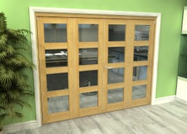 Glazed Oak 4 Door 4l Roomfold Grande (2 + 2 X 610mm Doors) Image