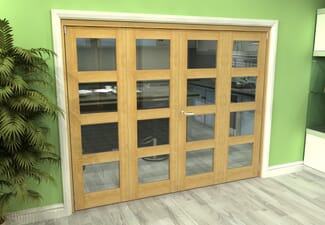 Glazed Oak 4 Door 4L Roomfold Grande (2 + 2 x 610mm Doors)