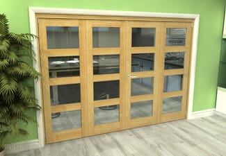 Glazed Oak 4 Door 4L Roomfold Grande (2 + 2 x 686mm Doors)
