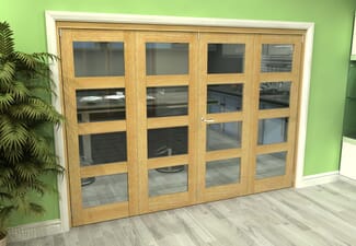 Glazed Oak 4 Door 4L Roomfold Grande (2 + 2 x 762mm Doors)