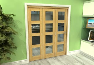 Glazed Oak 3 Door 4L Roomfold Grande (3 + 0 x 533mm Doors)