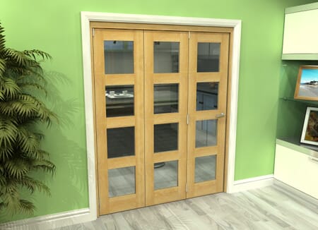 Glazed Oak 3 Door 4L Roomfold Grande (3 + 0 x 533mm Doors)