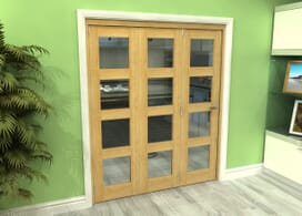 Glazed Oak 3 Door 4l Roomfold Grande 1800mm (6ft) 3 + 0 Set Image