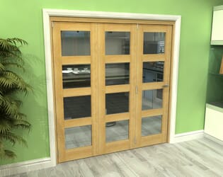 Glazed Oak 3 Door 4L Roomfold Grande (3 + 0 x 610mm Doors)