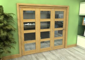 Glazed Oak 3 Door 4l Roomfold Grande (3 + 0 X 686mm Doors) Image