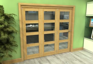 Glazed Oak 3 Door 4L Roomfold Grande (3 + 0 x 686mm Doors)