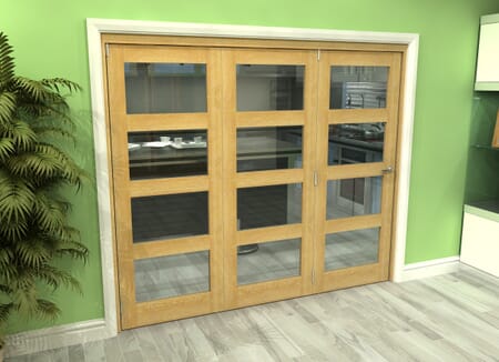 Glazed Oak 3 Door 4L Roomfold Grande (3 + 0 x 762mm Doors)