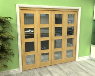 Glazed Oak 4 Door 4L Roomfold Grande (3 + 1 x 533mm Doors)
