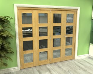 Glazed Oak 4 Door 4L Roomfold Grande 2400mm (8ft) 3 + 1 Set