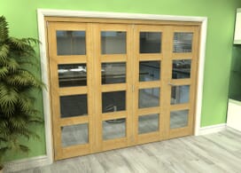 Glazed Oak 4 Door 4l Roomfold Grande (3 + 1 X 610mm Doors) Image