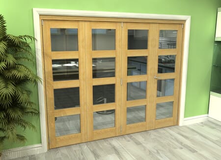 Glazed Oak 4 Door 4L Roomfold Grande (3 + 1 x 610mm Doors)