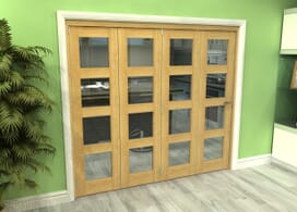 Glazed Oak 4 Door 4l Roomfold Grande (4 + 0 X 533mm Doors) Image