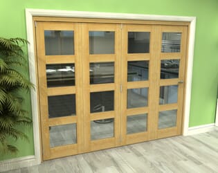 Glazed Oak 4 Door 4L Roomfold Grande (4 + 0 x 610mm Doors)