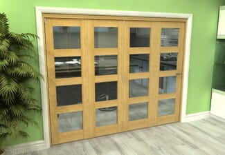 Glazed Oak 4 Door 4L Roomfold Grande (4 + 0 x 610mm Doors)
