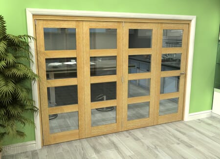 Glazed Oak 4 Door 4L Roomfold Grande (4 + 0 x 686mm Doors)