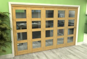 Glazed Oak 5 Door 4l Roomfold Grande (4 + 1 X 533mm Doors) Image