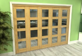 Glazed Oak 5 Door 4l Roomfold Grande 3000mm (10ft) 4 + 1 Set Image