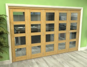 Oak 4L Roomfold Grande  Internal Bifold Doors with Clear Glass