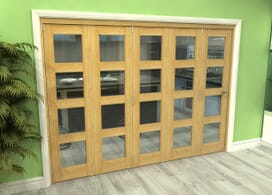 Glazed Oak 5 Door 4l Roomfold Grande 3000mm (10ft) 5 + 0 Set Image