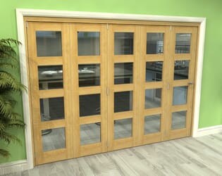 Glazed Oak 5 Door 4L Roomfold Grande 3000mm (10ft) 5 + 0 Set