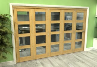 Glazed Oak 5 Door 4L Roomfold Grande (5 + 0 x 610mm Doors)