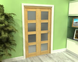 Frosted Glazed Oak 2 Door 4L Roomfold Grande (2 + 0 x 533mm Doors)