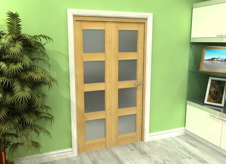 Frosted Glazed Oak 2 Door 4L Roomfold Grande (2 + 0 x 533mm Doors)