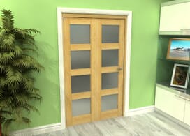 Frosted Glazed Oak 2 Door 4l Roomfold Grande (2 + 0 X 573mm Doors) Image