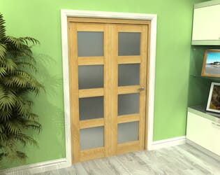 Frosted Glazed Oak 2 Door 4L Roomfold Grande (2 + 0 x 573mm Doors)