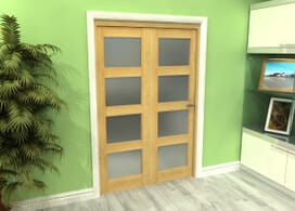 Frosted Glazed Oak 2 Door 4l Roomfold Grande (2 + 0 X 610mm Doors) Image