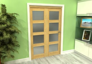 Frosted Glazed Oak 2 Door 4L Roomfold Grande (2 + 0 x 610mm Doors)