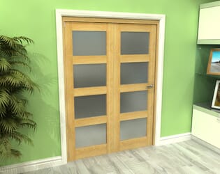 Frosted Glazed Oak 2 Door 4L Roomfold Grande (2 + 0 x 686mm Doors)