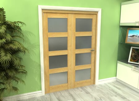 Frosted Glazed Oak 2 Door 4L Roomfold Grande (2 + 0 x 762mm Doors)