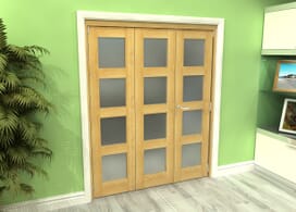 Frosted Glazed Oak 3 Door 4l Roomfold Grande (2 + 1 X 533mm Doors) Image