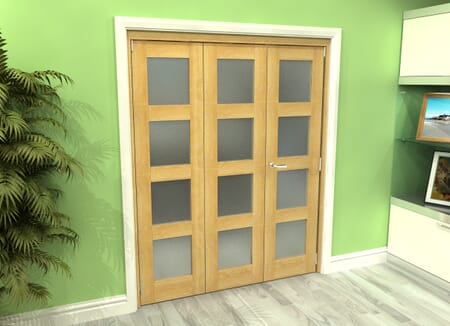 Frosted Glazed Oak 3 Door 4L Roomfold Grande (2 + 1 x 533mm Doors)