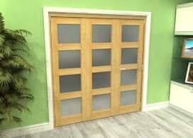 Frosted Glazed Oak 3 Door 4l Roomfold Grande (2 + 1 X 610mm Doors) Image