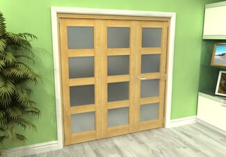 Frosted Glazed Oak 3 Door 4L Roomfold Grande (2 + 1 x 610mm Doors)