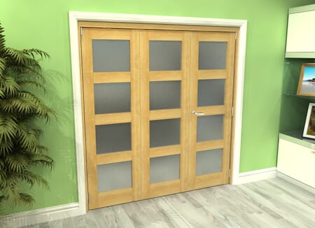 Frosted Glazed Oak 3 Door 4L Roomfold Grande (2 + 1 x 610mm Doors)