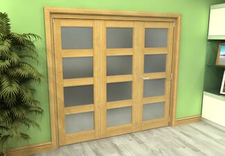 Frosted Glazed Oak 3 Door 4L Roomfold Grande (2 + 1 x 686mm Doors)