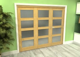 Frosted Glazed Oak 3 Door 4l Roomfold Grande (2 + 1 X 762mm Doors) Image